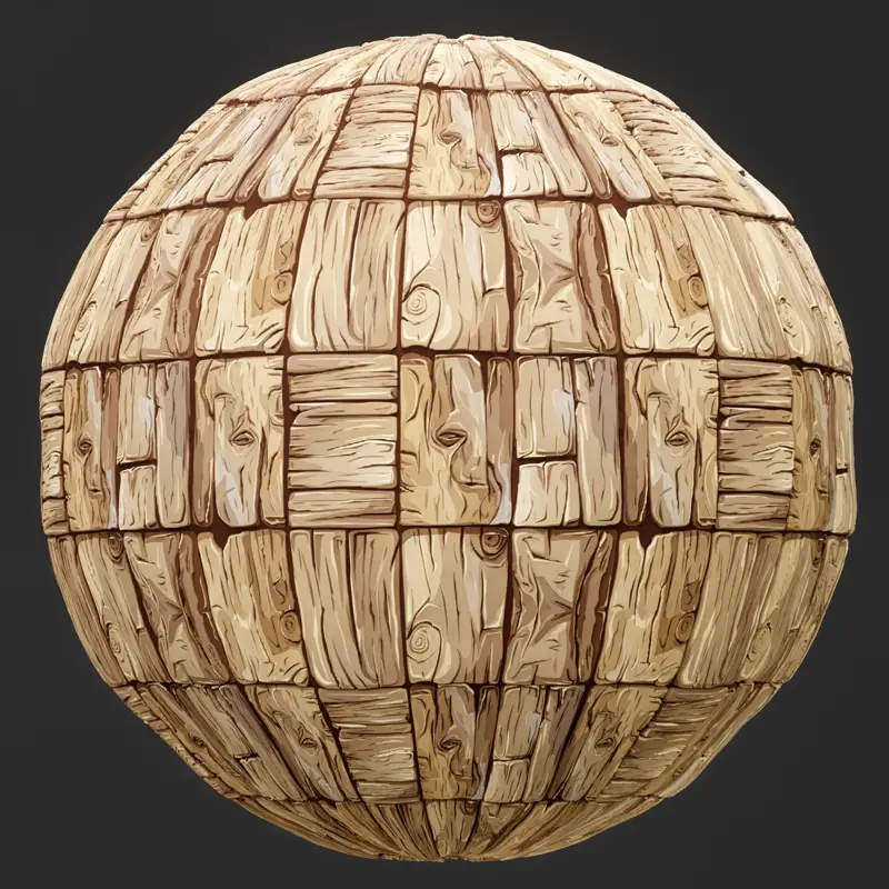 Stylized Cartoon Hand Painted Wood Seamless Texture