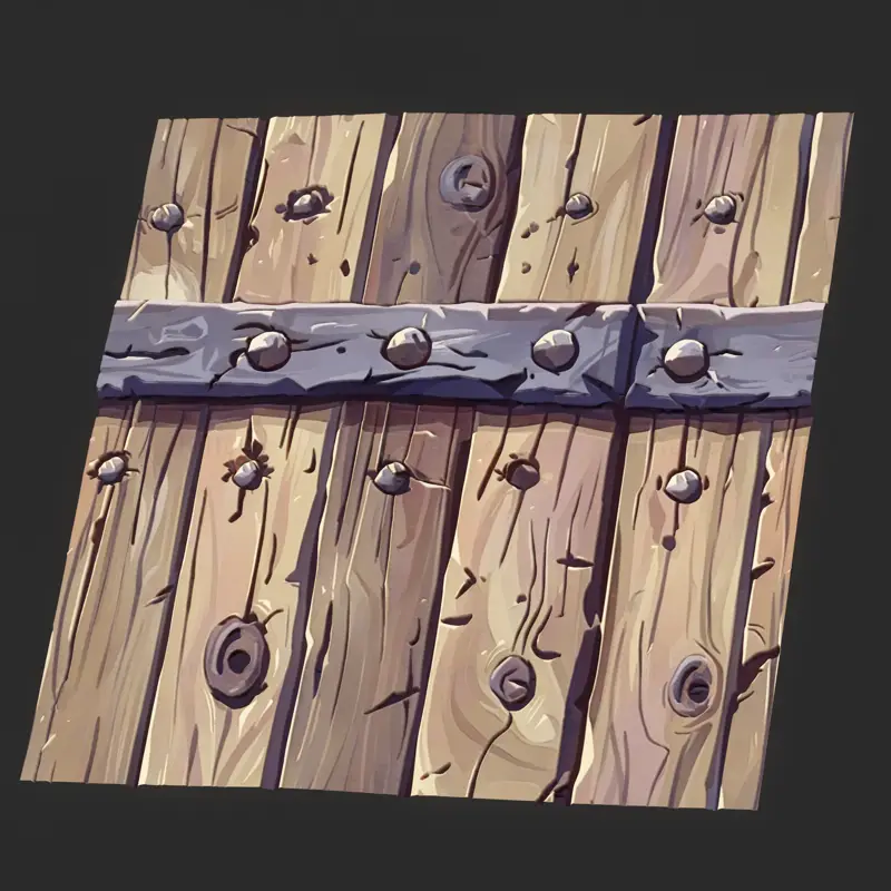 Stylized Cartoon Wood Fence Seamless Texture