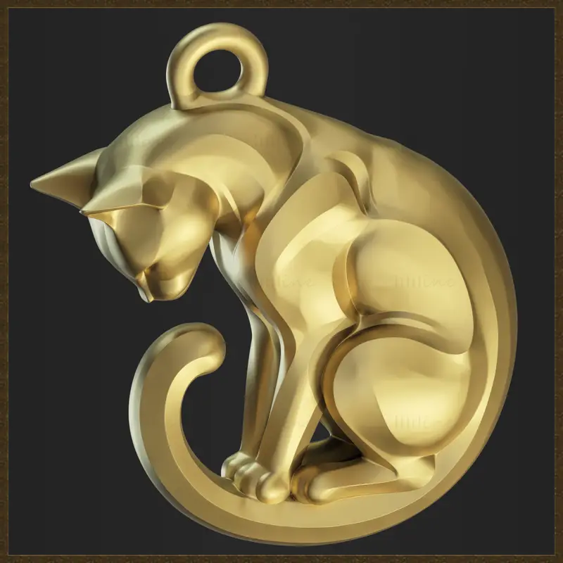 様式化された猫のジュエリーデザインの3Dプリントモデル