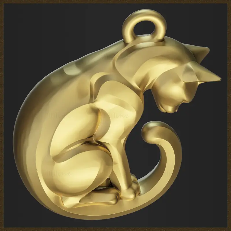 様式化された猫のジュエリーデザインの3Dプリントモデル