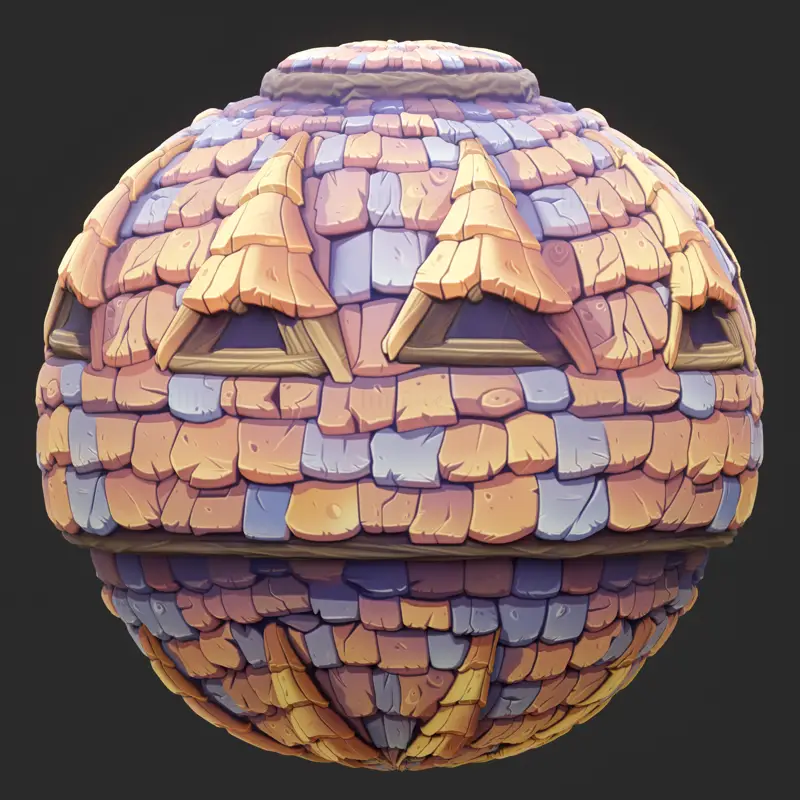 Stylized Colored Roof Window Seamless Texture