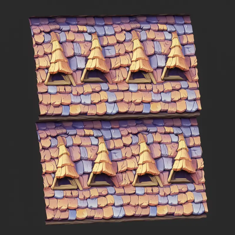 Stylized Colored Roof Window Seamless Texture