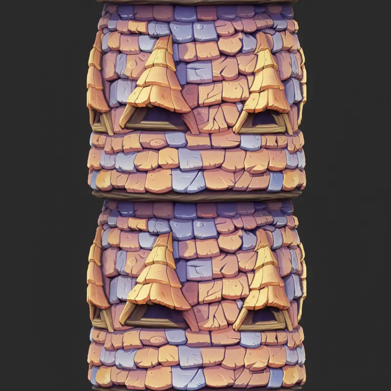 Stylized Colored Roof Window Seamless Texture