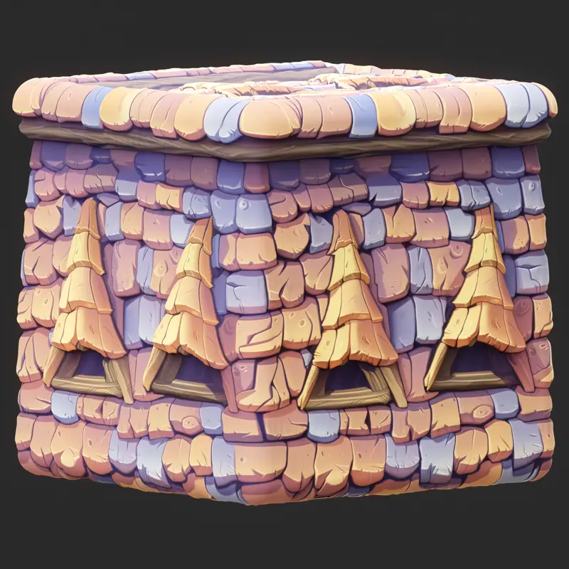 Stylized Colored Roof Window Seamless Texture