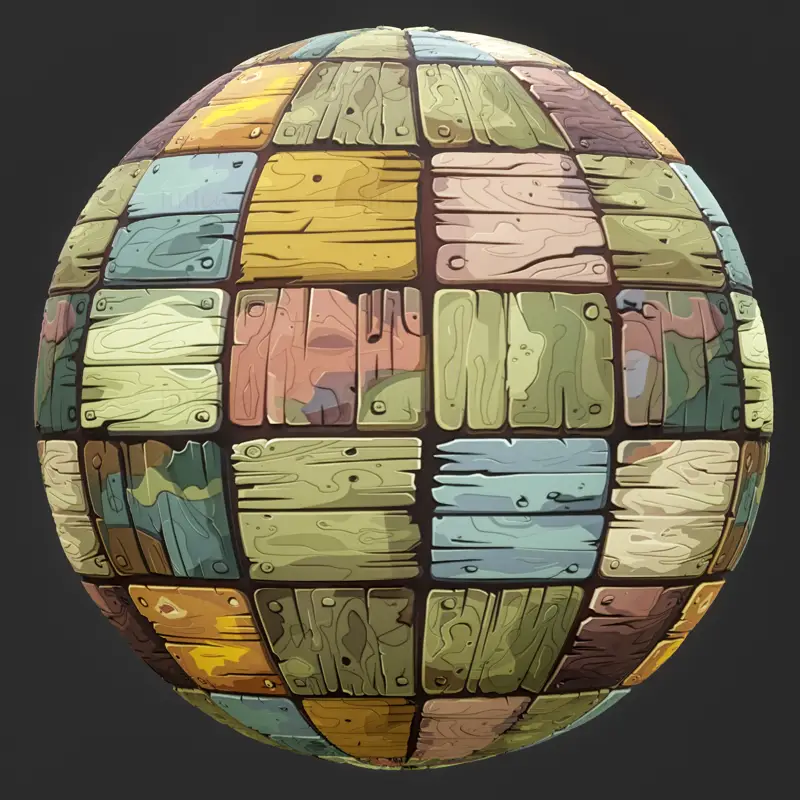 Stylized Colored Wood Block Seamless Texture