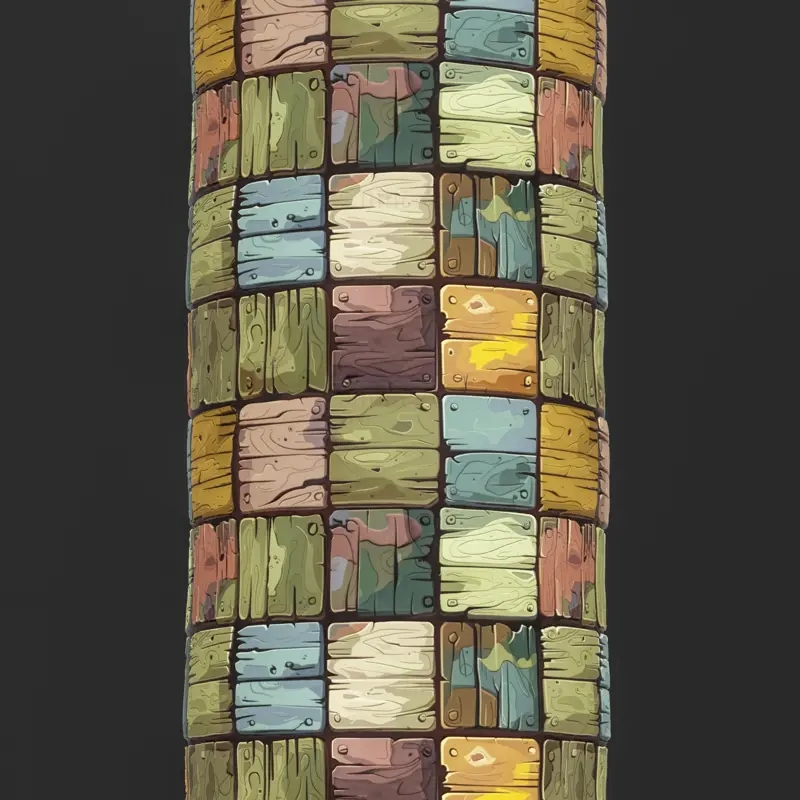 Stylized Colored Wood Block Seamless Texture