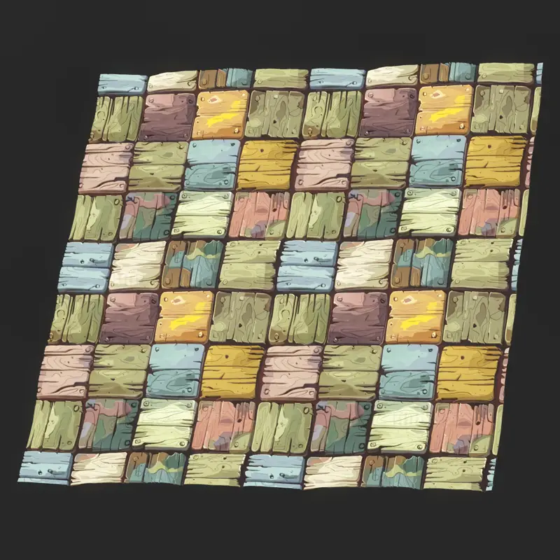 Stylized Colored Wood Block Seamless Texture