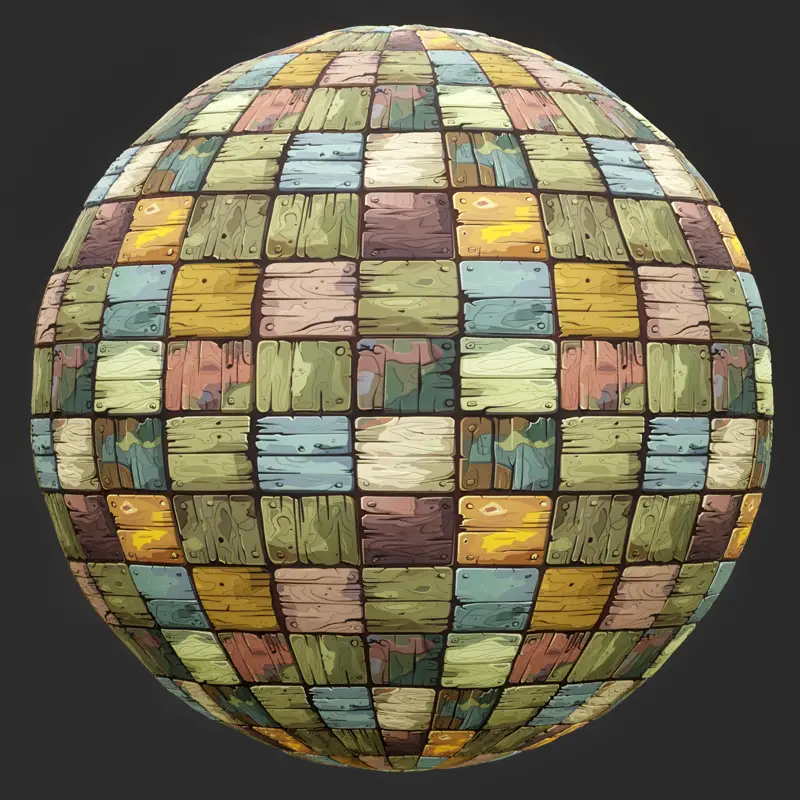 Stylized Colored Wood Block Seamless Texture