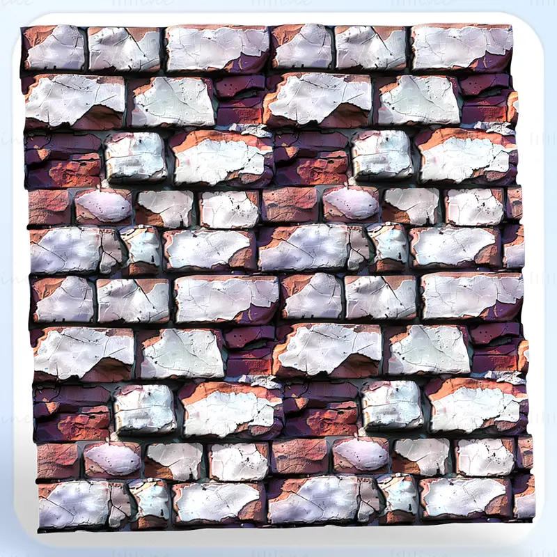 Stylized Dilapidated Brick Wall Seamless Texture