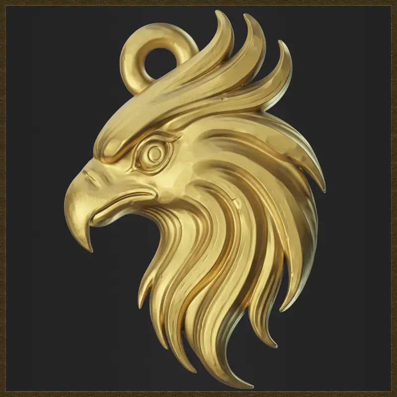 Pendentif tête d'aigle stylisé, modèle d'impression 3D