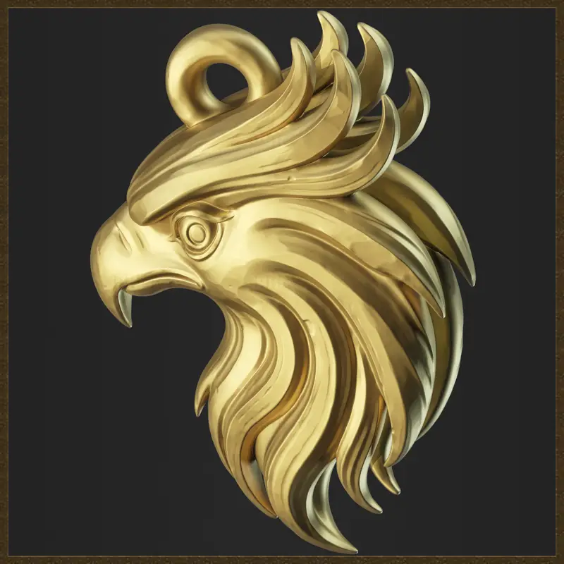 Pendentif tête d'aigle stylisé, modèle d'impression 3D
