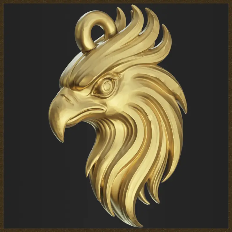 Pendentif tête d'aigle stylisé, modèle d'impression 3D