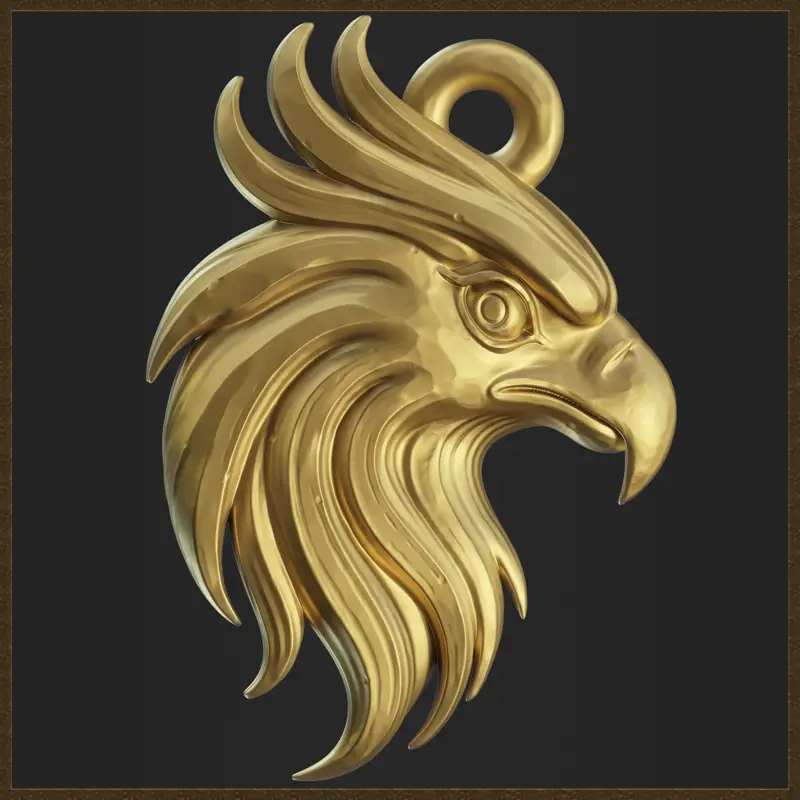 Pendentif tête d'aigle stylisé, modèle d'impression 3D