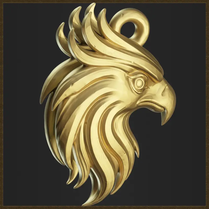 Pendentif tête d'aigle stylisé, modèle d'impression 3D
