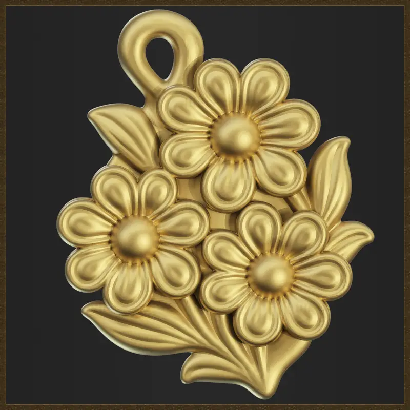 様式化された花のペンダントデザインの3Dプリントモデル