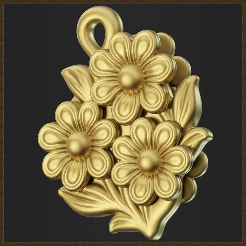 様式化された花のペンダントデザインの3Dプリントモデル
