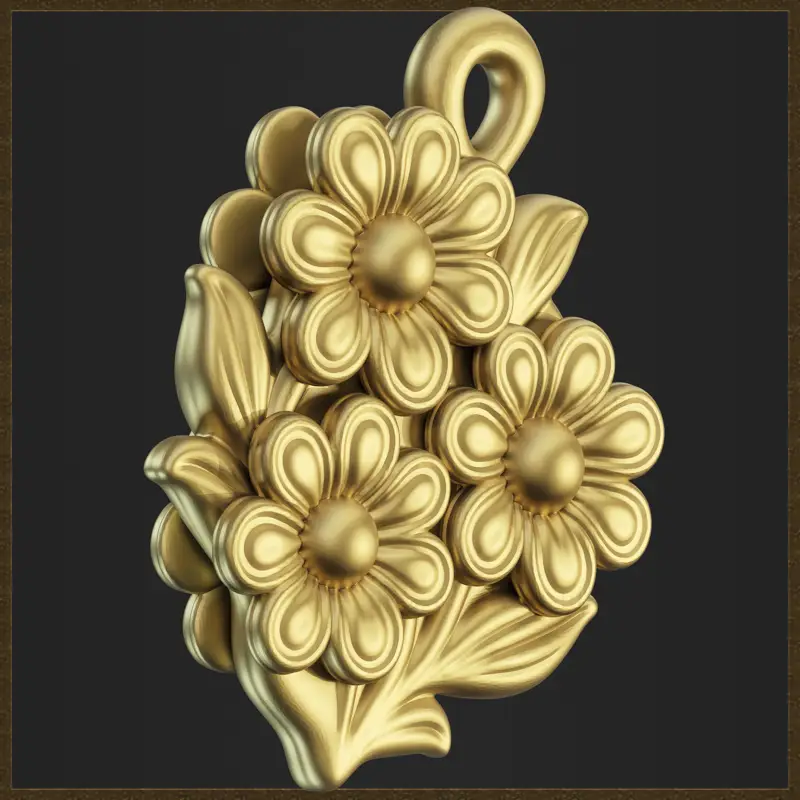 様式化された花のペンダントデザインの3Dプリントモデル