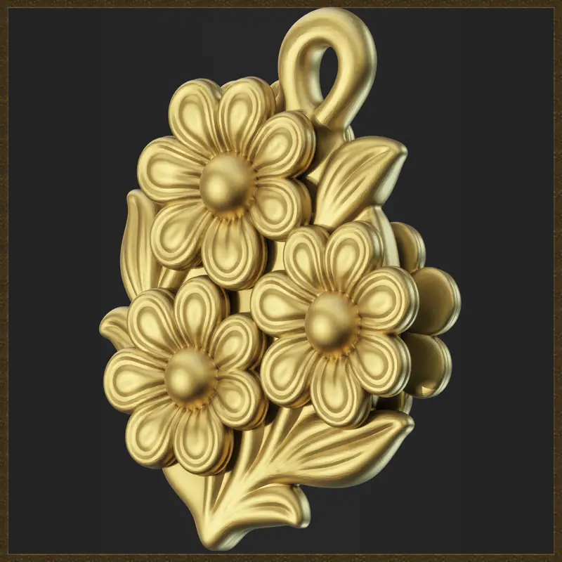 様式化された花のペンダントデザインの3Dプリントモデル