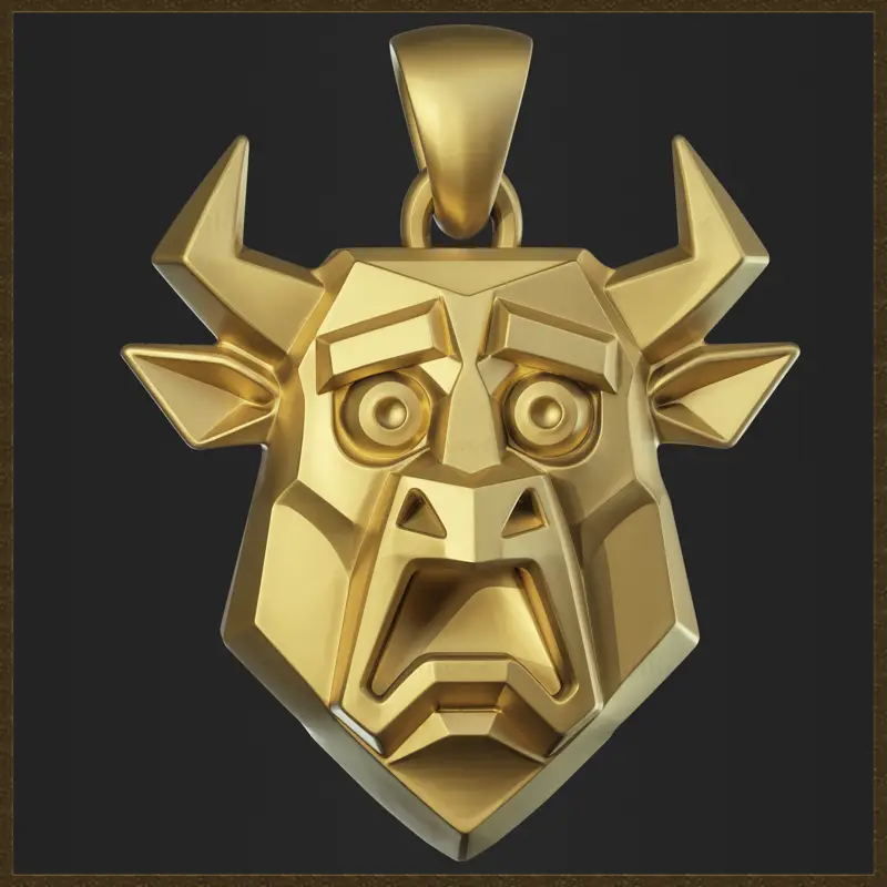 Stylized Geometric Bull Pendant Jewelry Design 3D Print Model