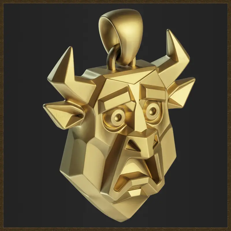 Stylized Geometric Bull Pendant Jewelry Design 3D Print Model