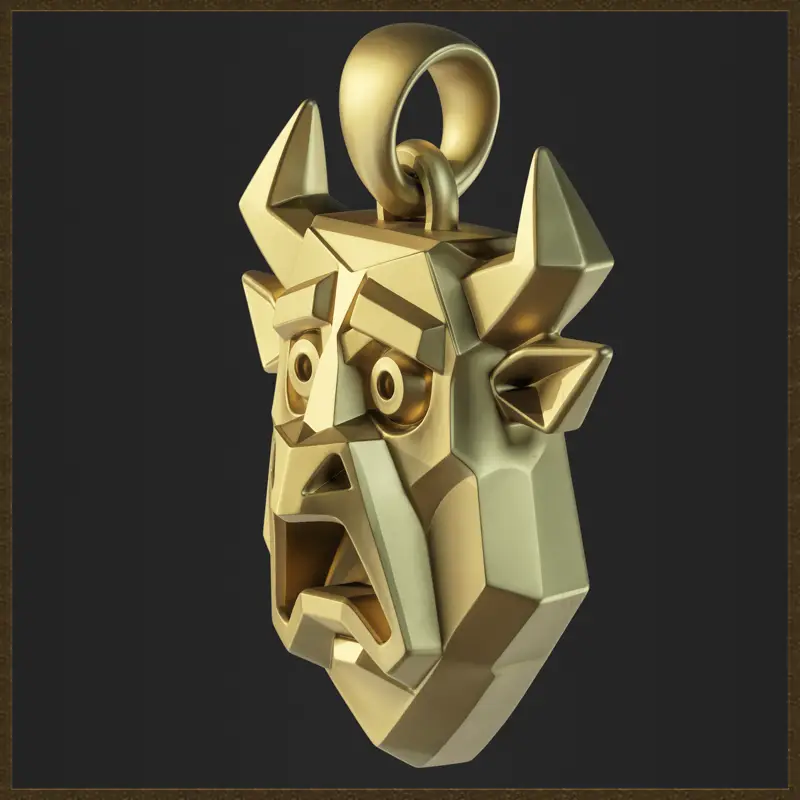 Stylized Geometric Bull Pendant Jewelry Design 3D Print Model