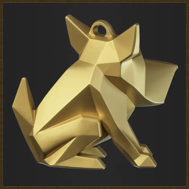 3D-model za oblikovanje nakita s stiliziranim geometrijskim obeskom v obliki psa
