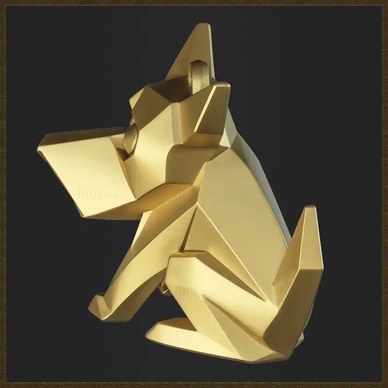 3D-model za oblikovanje nakita s stiliziranim geometrijskim obeskom v obliki psa