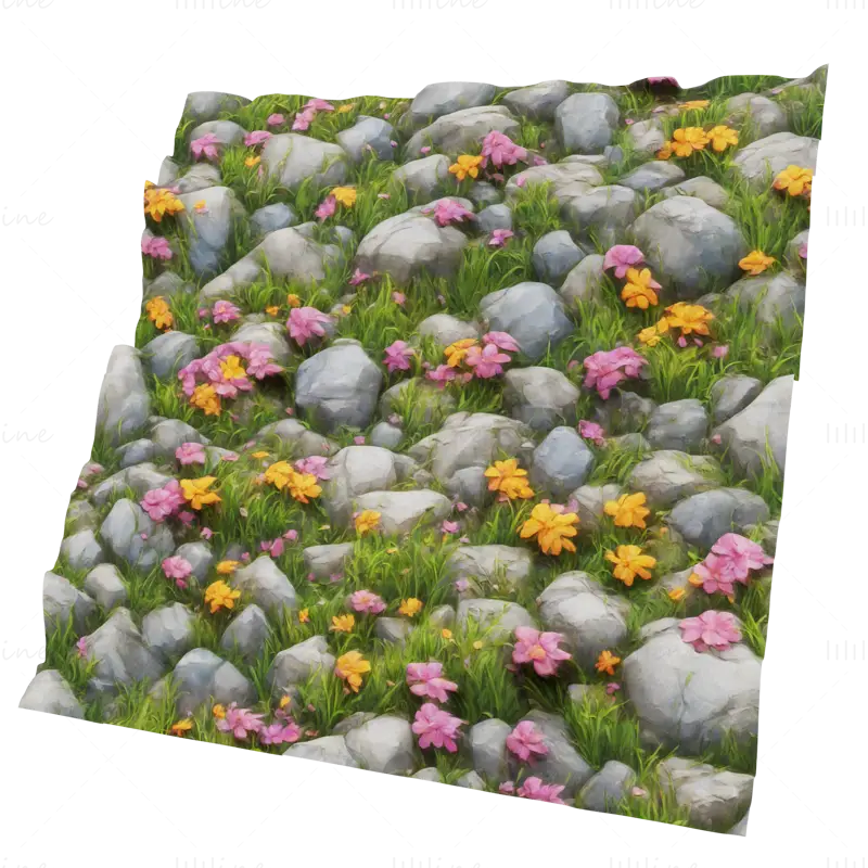 Stilizált földi szikla és virág varrat nélküli textúra