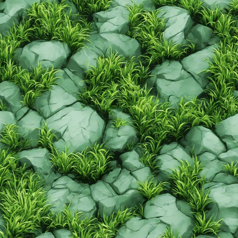 Стилизована приземна камена трава бешавне текстуре