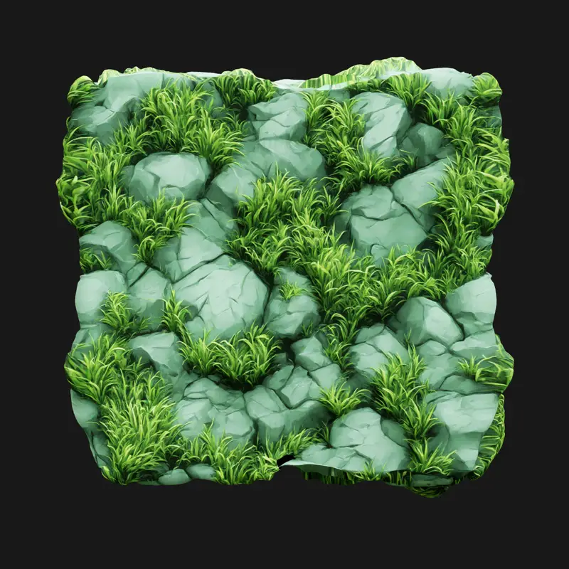Stylized Ground Rock Grass Seamless Texture