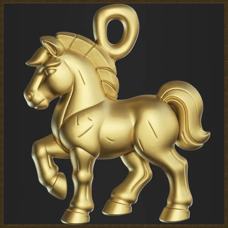 Modèle d'impression 3D de bijoux à breloques en forme de cheval stylisé