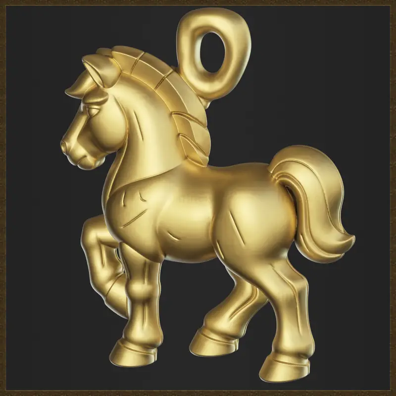 Modèle d'impression 3D de bijoux à breloques en forme de cheval stylisé