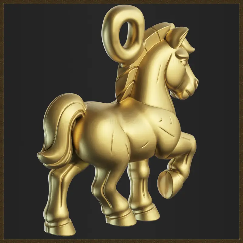 Modèle d'impression 3D de bijoux à breloques en forme de cheval stylisé