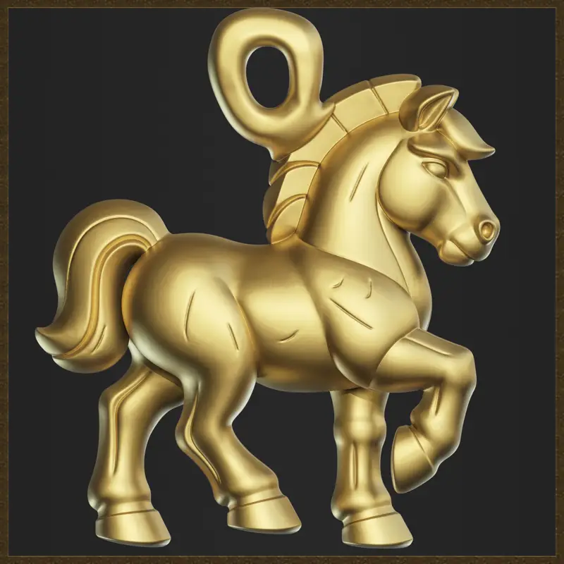 Modèle d'impression 3D de bijoux à breloques en forme de cheval stylisé