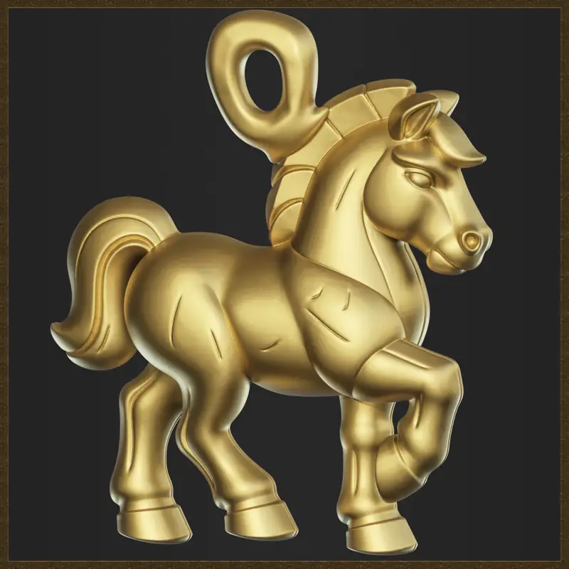 Modèle d'impression 3D de bijoux à breloques en forme de cheval stylisé
