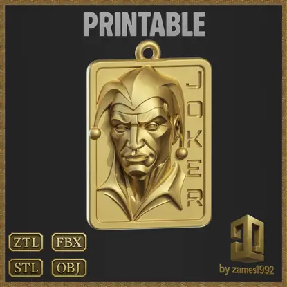 Stylized Joker Pendant Jewelry Design 3D Print Model