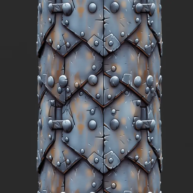 Stylized Metal Plate Seamless Texture Material