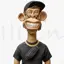 Stylized Monkey Bust Dude Sculpture 3D Model