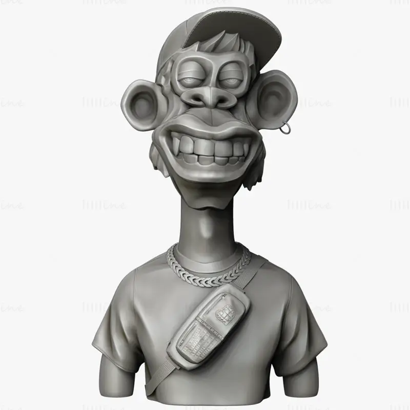 Escultura não realista de busto de macaco Modelo 3D