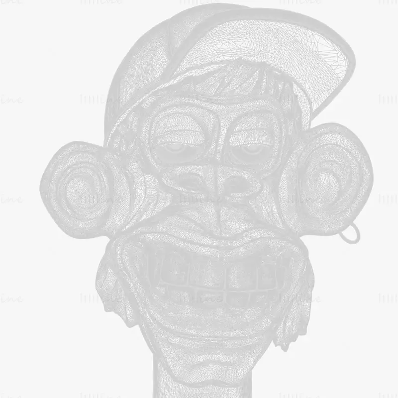 تمثال نصفي لقرد غير واقعي نموذج ثلاثي الأبعاد