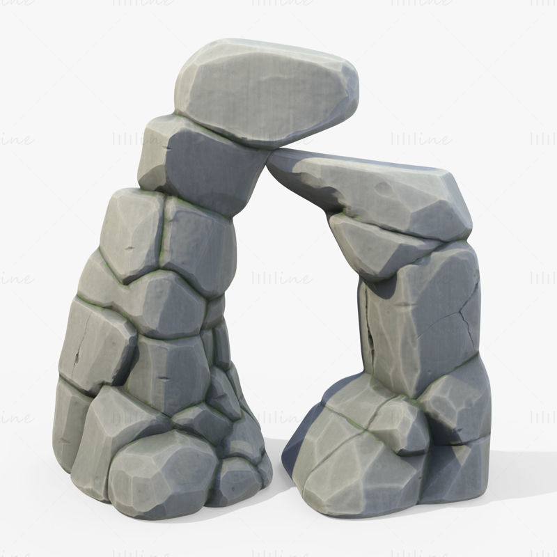 様式化された岩崖石門 3D モデル