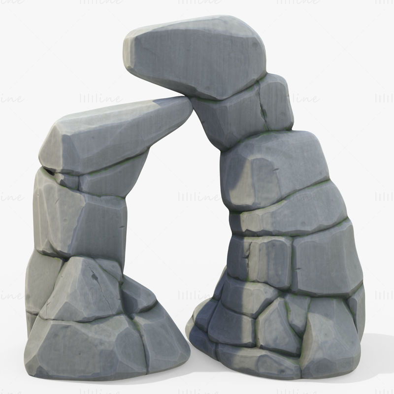 Stylizovaný 3D model kamenné brány Rock Cliff