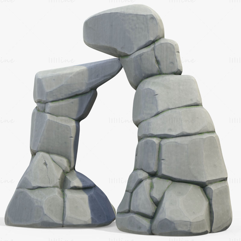 Porte en pierre stylisée de Rock Cliff modèle 3D