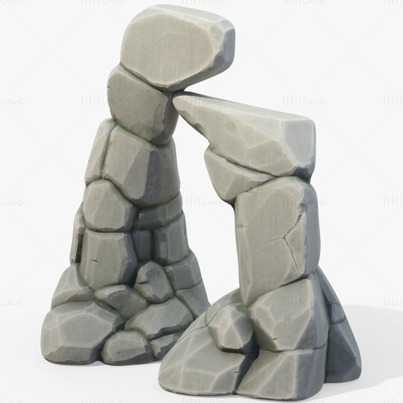 Modello 3D stilizzato Rock Cliff Stone Gate