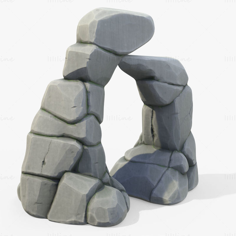 3D модель стилизованных каменных ворот скалы