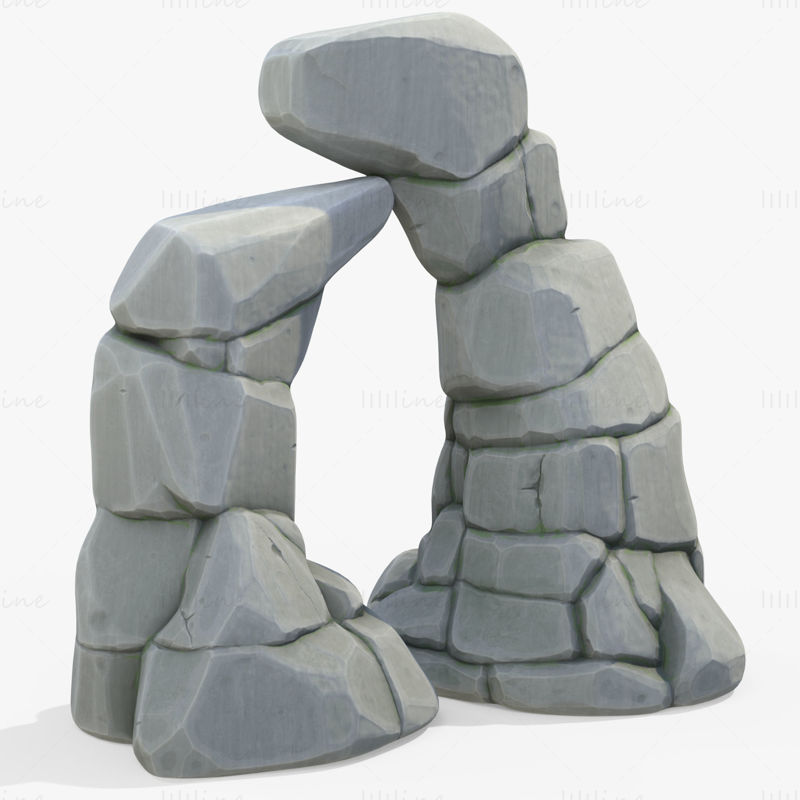 様式化された岩崖石門 3D モデル