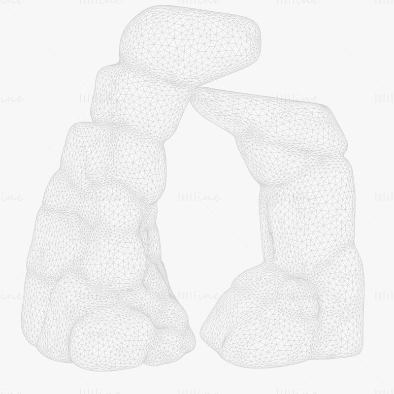 Stilize Kaya Uçurumu Taş Kapısı 3D Modeli