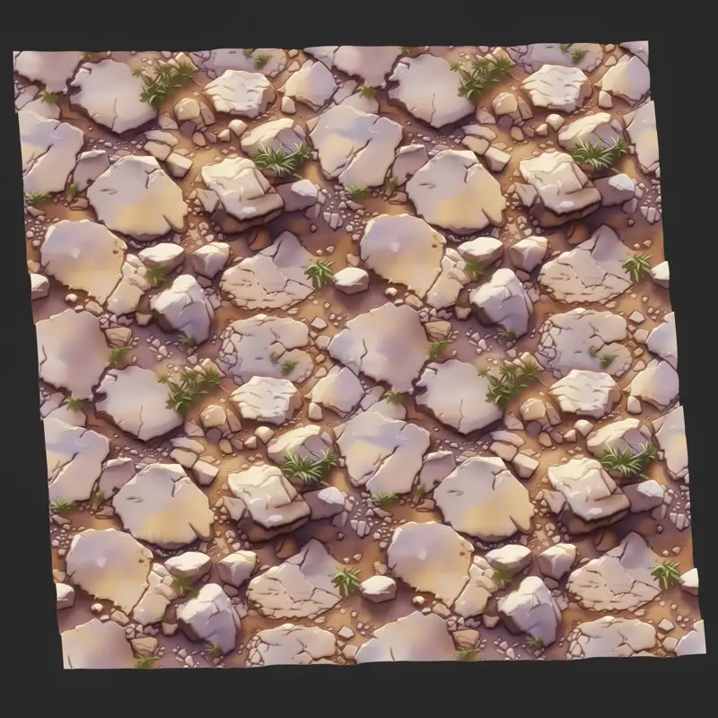 Stylized Rock Ground with Grass Seamless Texture