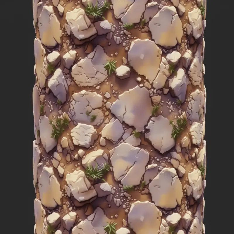 Stylized Rock Ground with Grass Seamless Texture