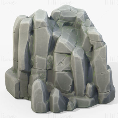 Stilisert Rock Stone Cliff 3D-modell